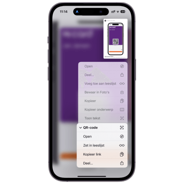 QR-code scannen Safari