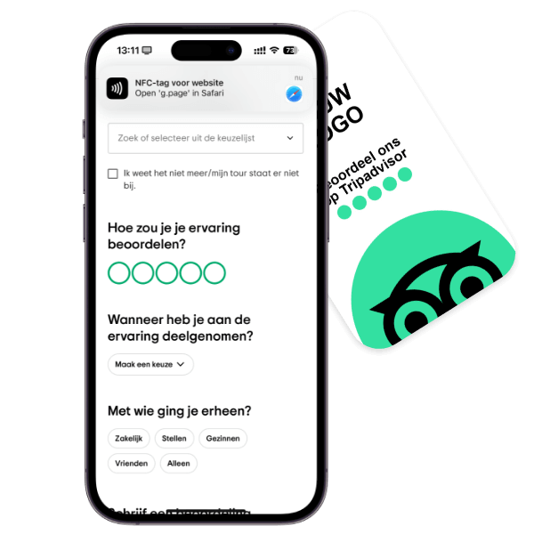 Tripadvisor review kaart met nfc